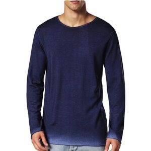 Men's Wool Navy Blue Long Sleeve Shirt